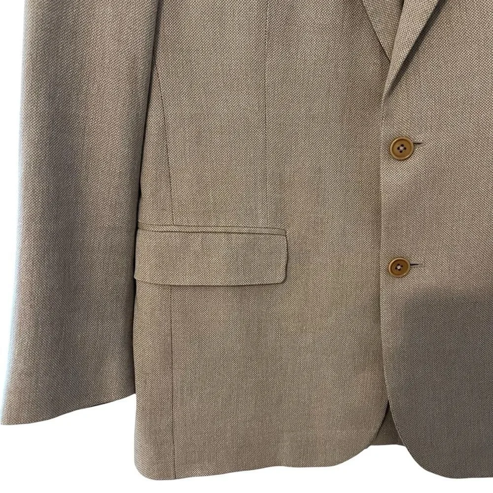 Brooks Brothers 346 Wool Linen Silk Blend Suit Coat Tan 40R